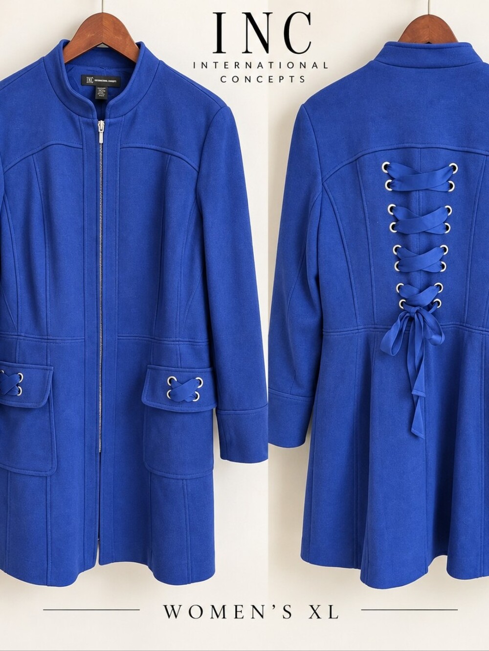 INC International Concepts Women’s XL Blue Corset Jacket Y2K Fitted